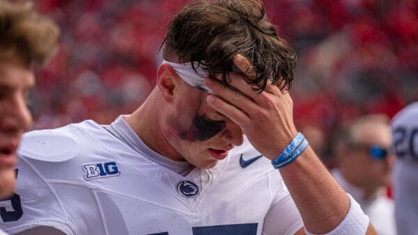 Penn State QB Drew Allar showed his emotions after losing at Ohio State last season.