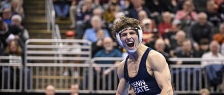 Penn State wrestling star Levi Haines is still in good spirits following a rare loss.