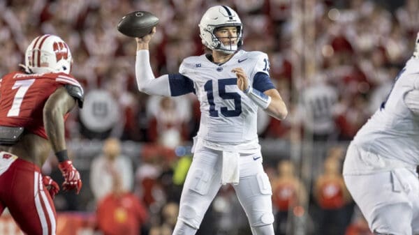 Before exiting Penn State’s win over Wisconsin Saturday, Oct. 26, QB Drew Allar was 14 of 18 for 148 yards and a touchdown