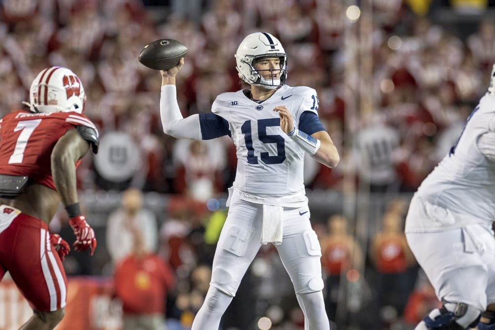 Before exiting Penn State’s win over Wisconsin Saturday, Oct. 26, QB Drew Allar was 14 of 18 for 148 yards and a touchdown