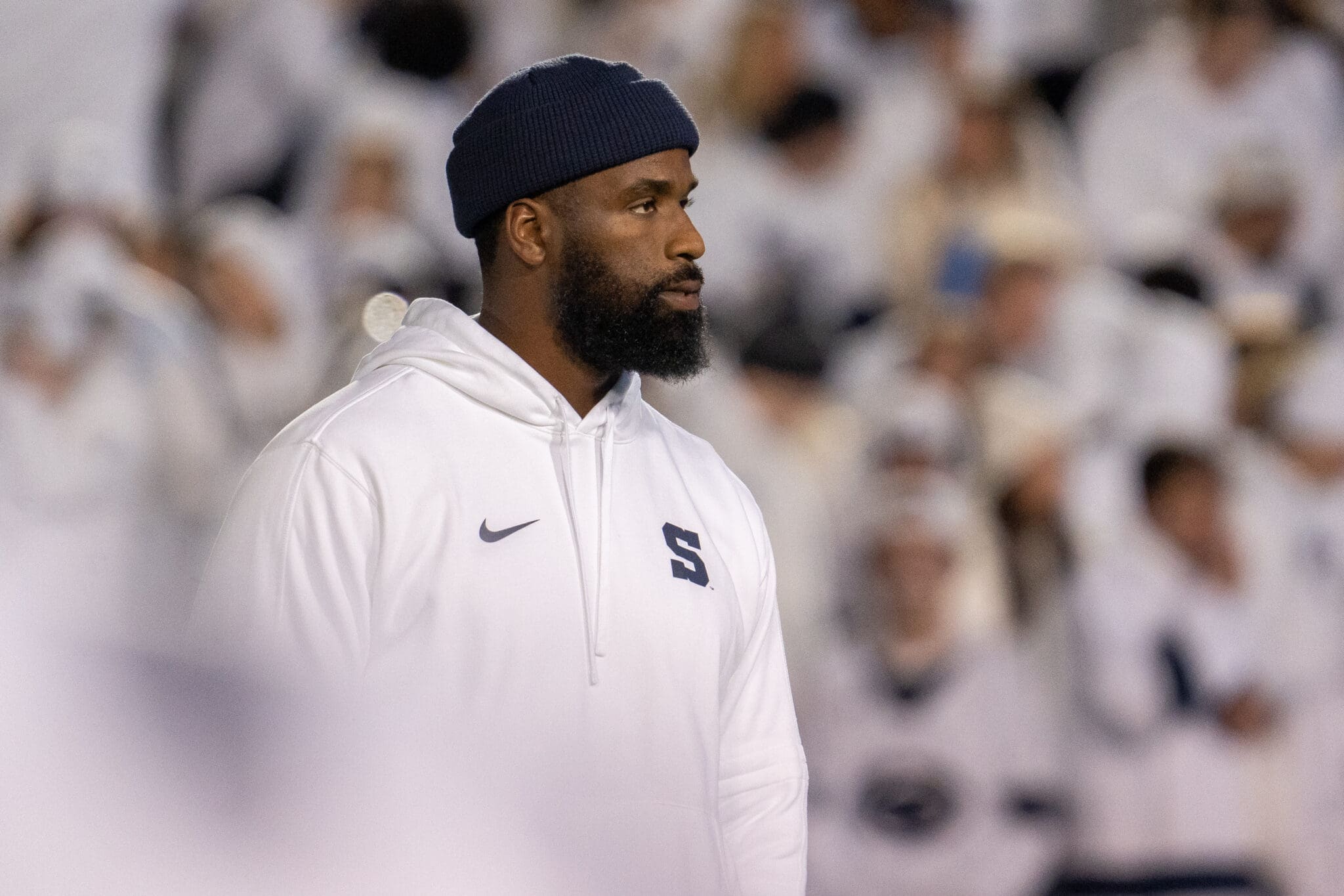 Penn State DL Coach Deion Barnes will be a busy man during this transfer portal window.