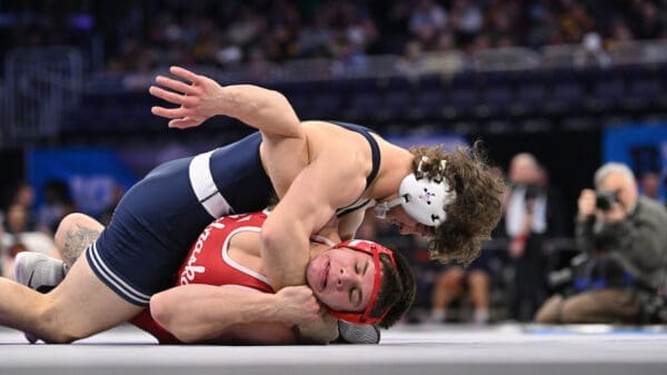 Penn State wrestling star Levi Haines will be doing this a lot in his final season of eligibility.