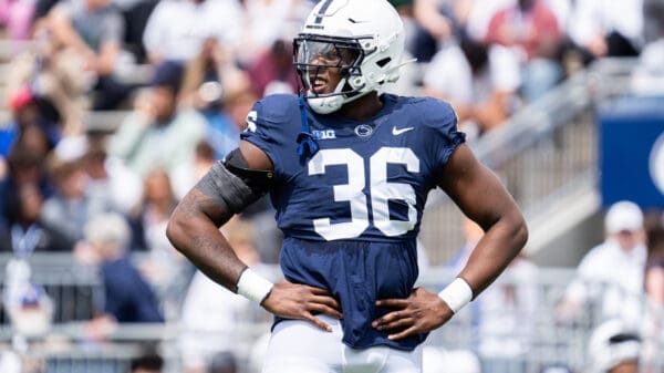 Penn State DE Zuriah Fisher is still battling back from injury.